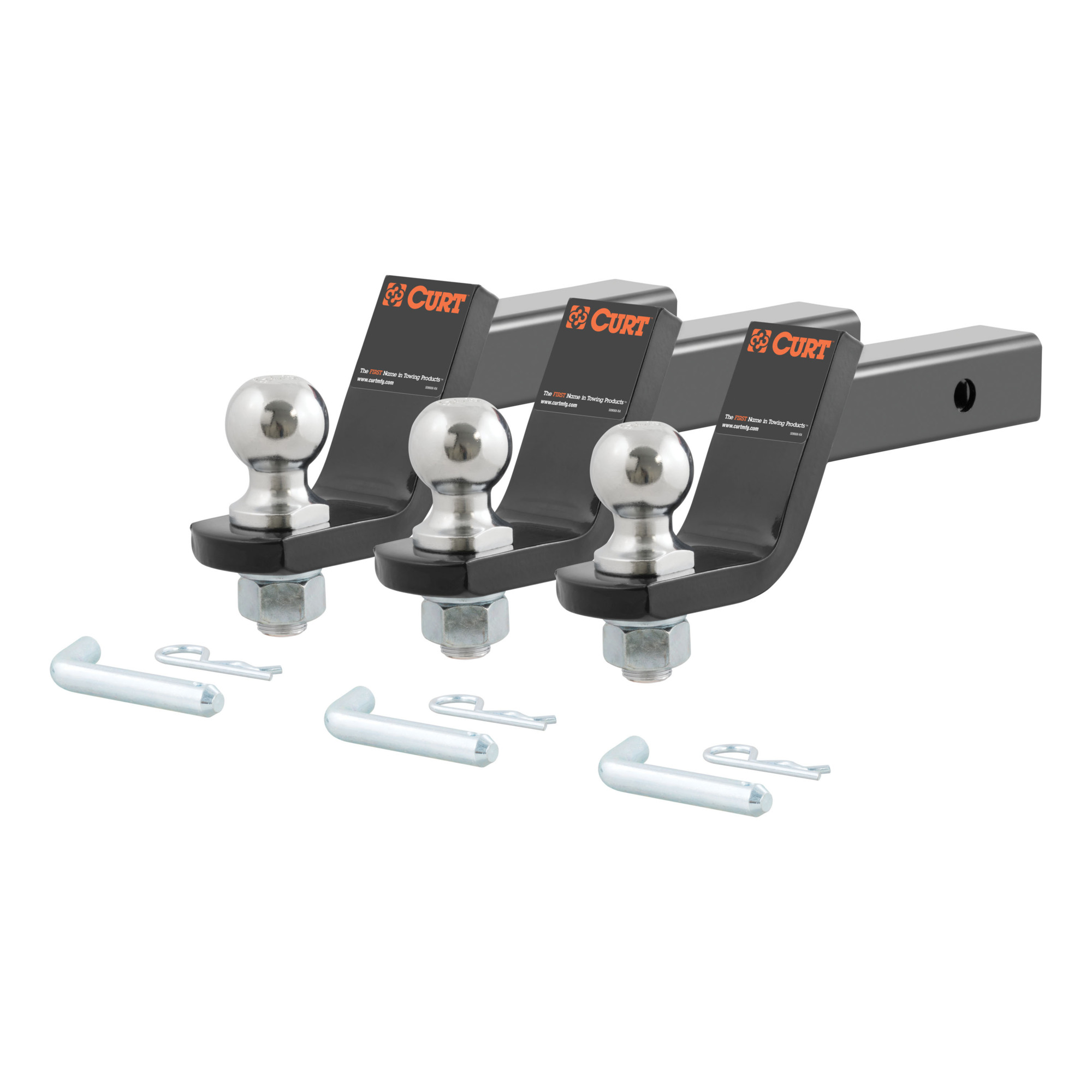 Curt Manufacturing, Loaded Ball Mounts w/ 2in. Balls (2in. Shank, 4in. Drop, 3-Pk), Model# 45057